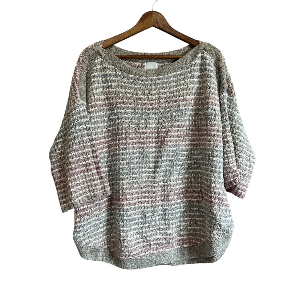 Sunday Striped Knit Boat Neck Dolman Sleeve Sweater Top Women's XL